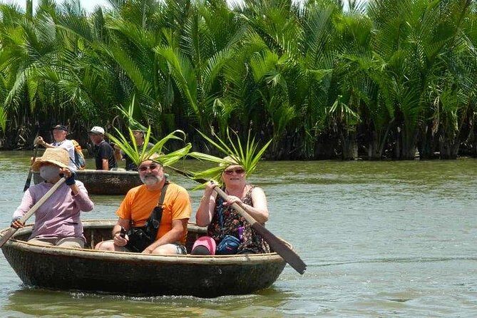 Hoi An Countryside - Buffalo Riding - Basket Boat Rowing - Bay Mau Coconut Forest: basket boat rowing, fishing, and coconut-leaf crafts